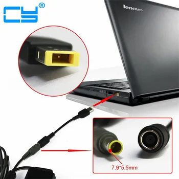 

100pcs 7.9*5.5mm to Square Pin DC Power Plug Cable Adapter For Lenovo Notebook Ultrabook 20cm Free shipping By UPS DHL