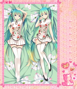

Anime Cartoon Hatsune Miku Double Bolster Hugging Pillowcase Peach Skin 2 Way / WT Pillow Case Cover No.510091
