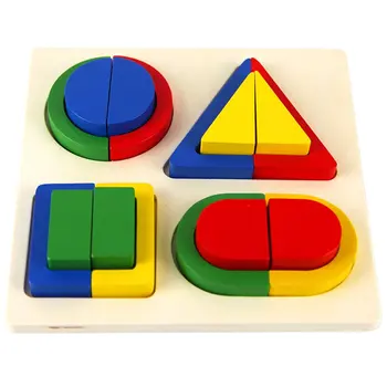 

Wooden Geometric 3D Puzzle Matching Game Color Shape Early Learning Educational Toys Birthday Gift for Children Toddler Kids