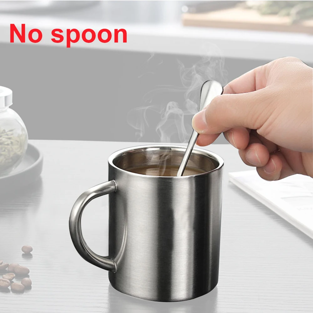 Anti-scalding Portable Home Office Outdoor Insulated Stainless Steel Breakfast Travel Double Layer Cup Mug Coffee With Handle