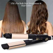 2-в-1 керамический утюжок для выпрямления волос профессиональная машинка для стрижки волос бигуди PTC Быстрое нагревание с регулируемым Температура утюжок для Волос Стайлинг Tools35