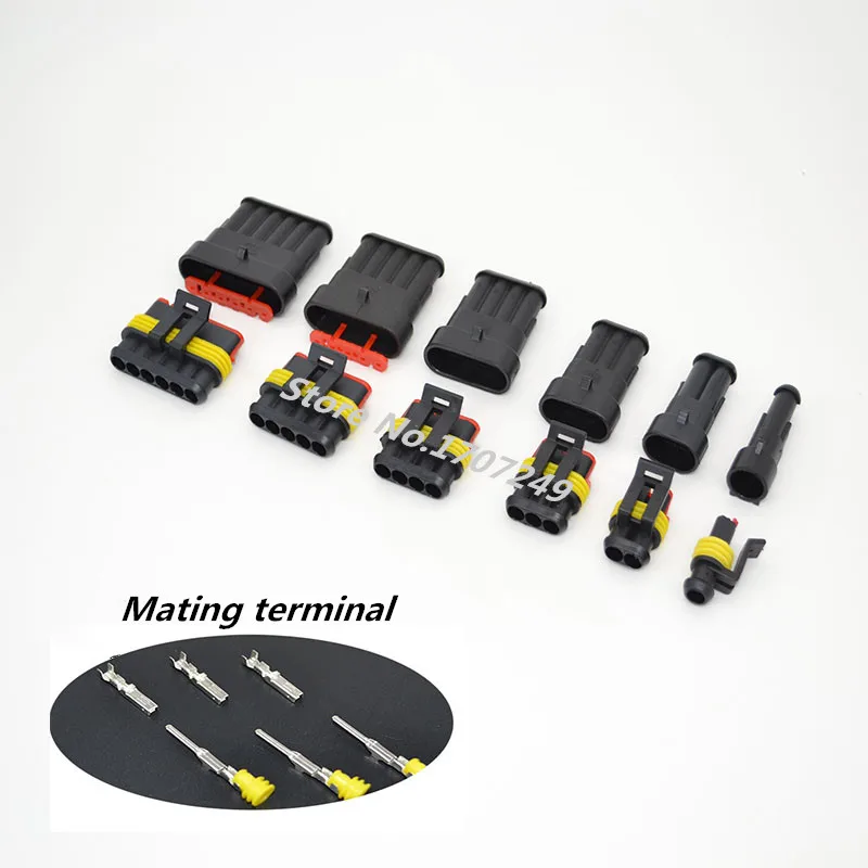 

5 sets Kit 1P 2P 3P 4P 5P 6P 18-15 AWG Way AMP Super seal Waterproof Electrical Wire Connector Xenon lamp lamp connector for car