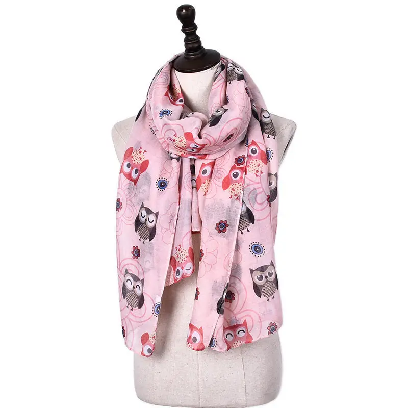Недавно Дизайн сова печатных шарф voile цветочный Сова теплый Обёрточная бумага шаль для подарка Hallowmas Для женщин солнцезащитный крем пляж Cachecol yg303
