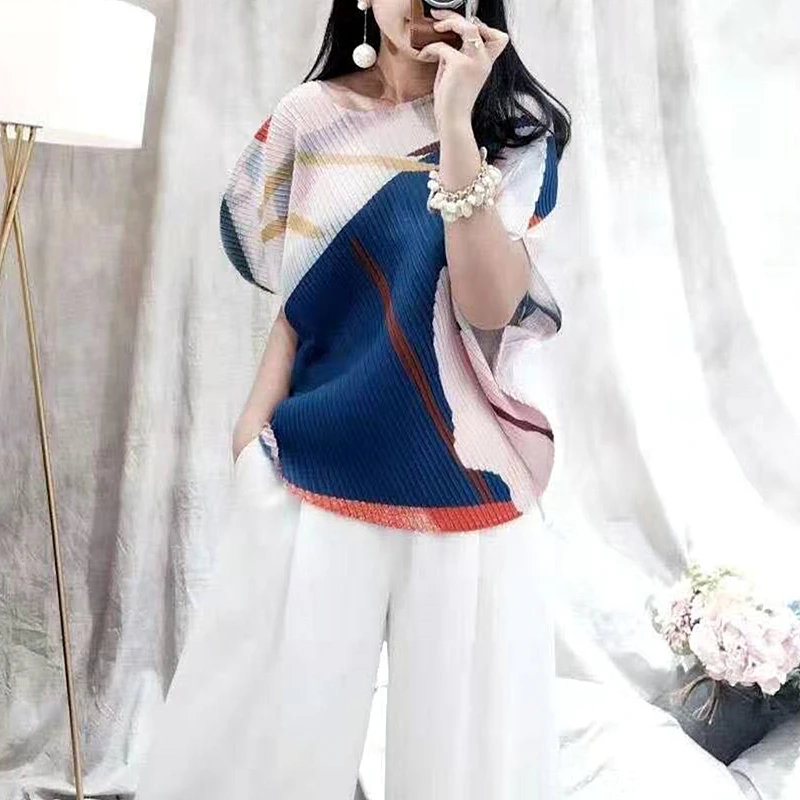 LANMREM Новая летняя модная женская плиссированная одежда, тонкий топ с рукавом "летучая мышь" и рукавом-крылышком WF77700 - Цвет: white