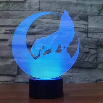 

Cute Wolf 3D Night Light Creative Electric Illusion 3d Lamp LED 7 Color changing USB touch Desk Lamp For Kid's Gift
