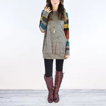 

Top Quality Women Fashion Casual Cotton Knitted Long Sleeve Lightweight Tunic Sweatshirt Tops Pullovers T-shirt
