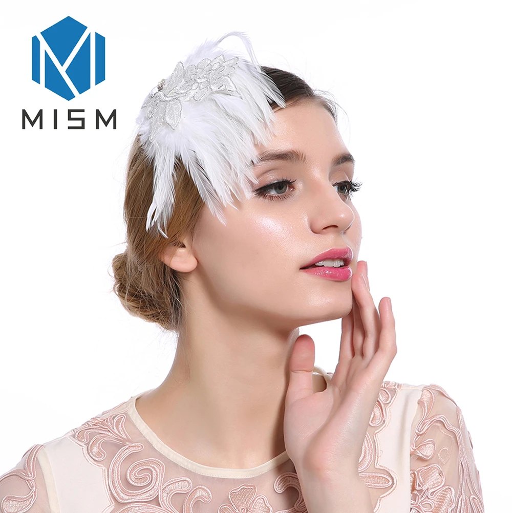 М мисм Для женщин заколка для волос Клипы перо вышивка цветок аксессуары для волос для свадьбы Элегантные Высокое качество модная шикарная заколка - Цвет: White