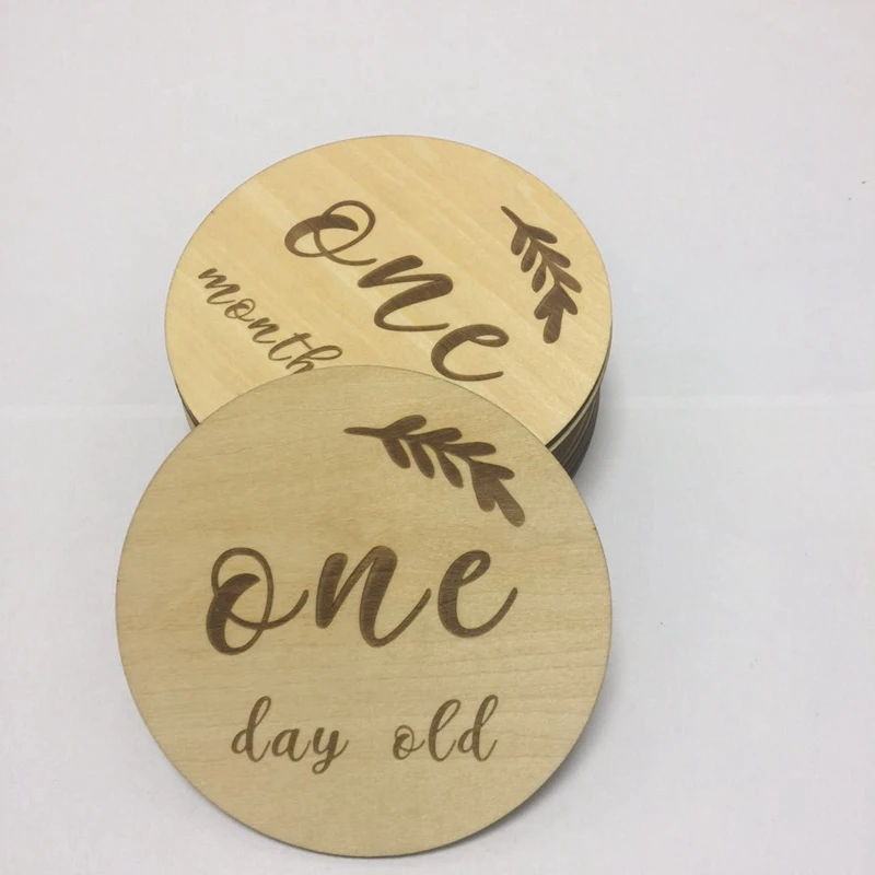  14pcs a lot laser cut timber wood baby milestone cards newborn baby gift baby photography props (7)