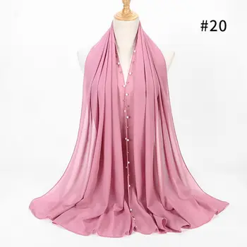 

Woman's Head Hijab Scarf Fashion Double Pearl Hijab Chiffon Women's Hijabs Muslim Shawls