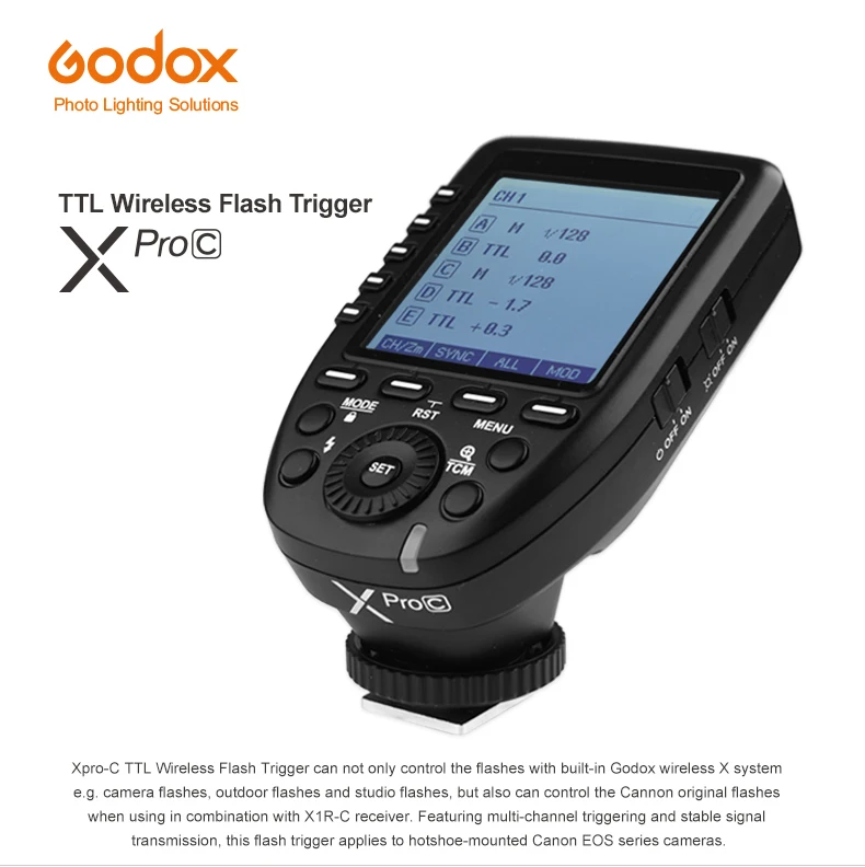 Godox XPro-C Flash Trigger Transmitter E-TTL II 2,4G Беспроводной X Системы HSS+ 2x XTR-16 ресивер для Canon AD180 AD360 AD360II