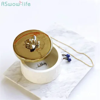 

Ceramic Jewelry Box Nordic Style Ring Holder Necklace Earrings Nail Pendant Desktop Receptacle Box European Tray Holder Storage