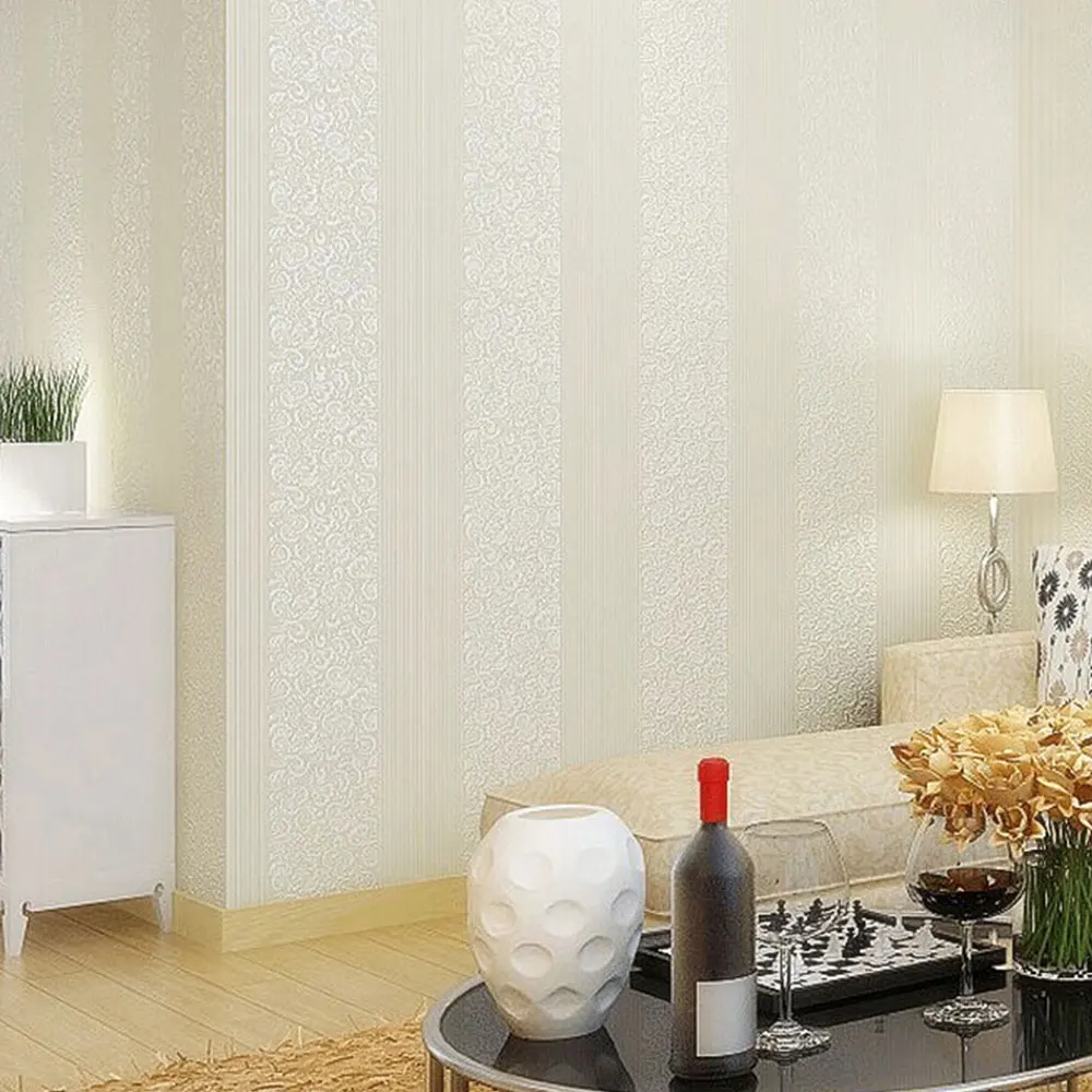 

53CMЧ9.5M 3D European Damascus Stripe PVC Wall Sticker Embossed Children Bedroom Door Wardrobe Desktop Non-woven Wallpaper