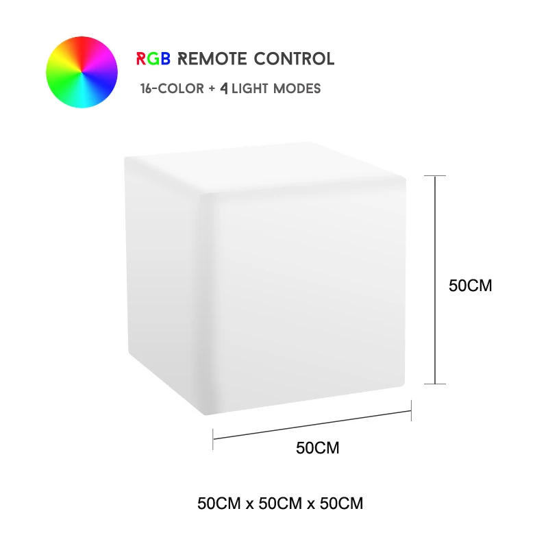 50x50x50 см(16-Цвет светодиодный куб табурет мебель дистанционного Управление RGB светодиодный светящийся куб для внутреннего и наружного спорта двор бар для рождественской вечеринки