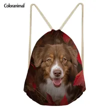 Coloranimal мужской повседневный струнный Рюкзак-мешок, милое животное домашний питомец собака, принт, женские маленькие дорожные сумки, пляжные сумки на шнурке, сумки для книг