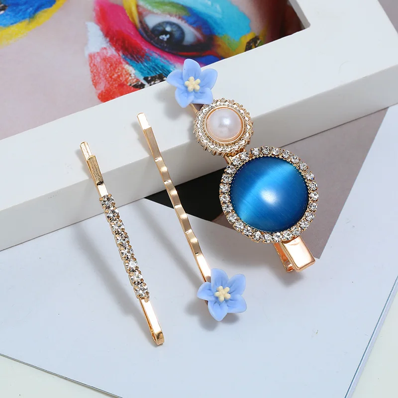 

Colorful Acrylic Barrettes Imitation Pearl Crystal Hair Pins Geometric Strip Hairpin Korean Girl Sweet Cute Flower Hair Jewelry