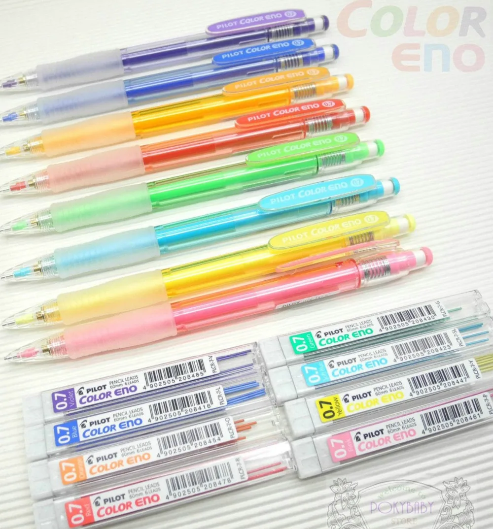 

Pilot Color Eno 0.7mm Automatic Mechanical Pencil 8 Color set Plus 8 Tubes Leads