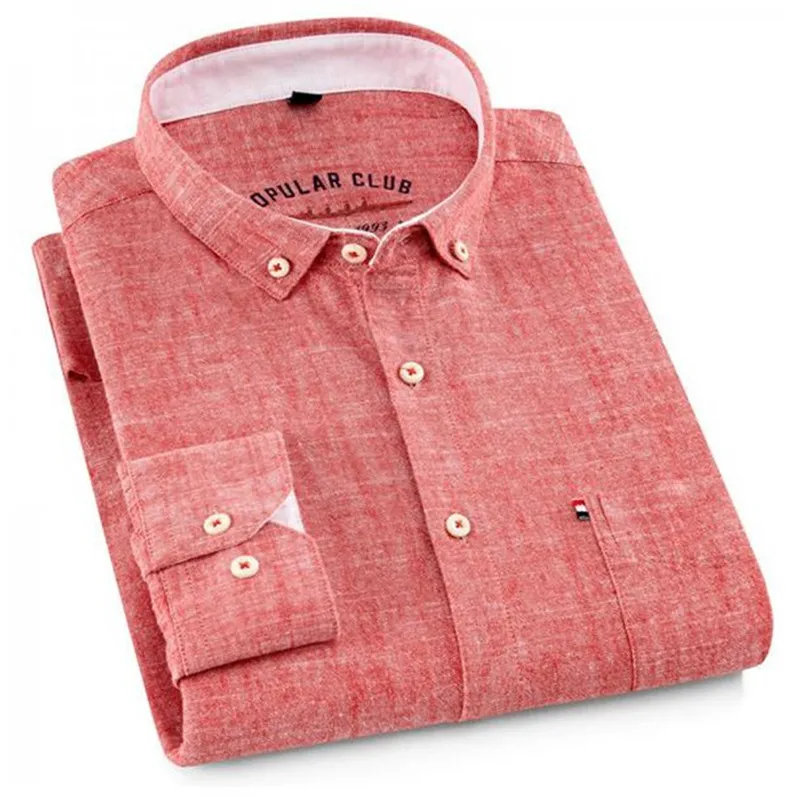 

2019 Men Soft Comfort Slim Fit Styles Male Clothes Spring Autumn Line Solid Mens Shirts Dress Cotton Casual Long Sleeve Shirt