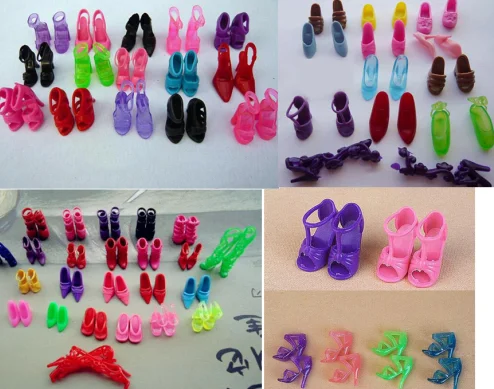 12pairs random 2/10/, 12 пар носочков на Цвет случайным образом фиксированный стильные туфли повязка с бантом; босоножки на высоком каблуке для куклы Барби аксессуары торговля игрушек - Цвет: 12pairs random