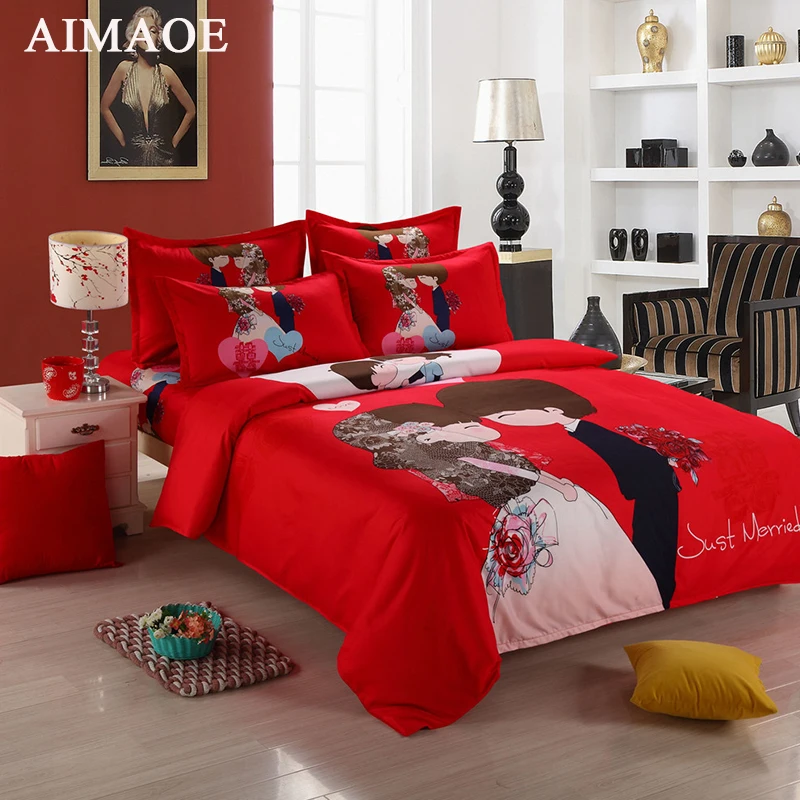 Wedding Bedding Set for Lovers King Size Polyster & Cotton Bedclothes