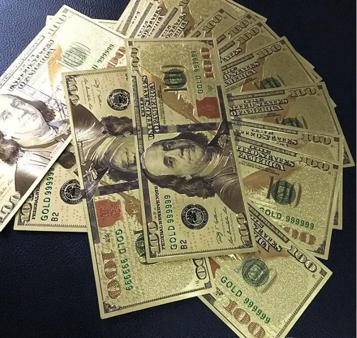 Реквизит деньги 24K Золотая фольга доллар $100 USD купюры памятные коллекции банкноты