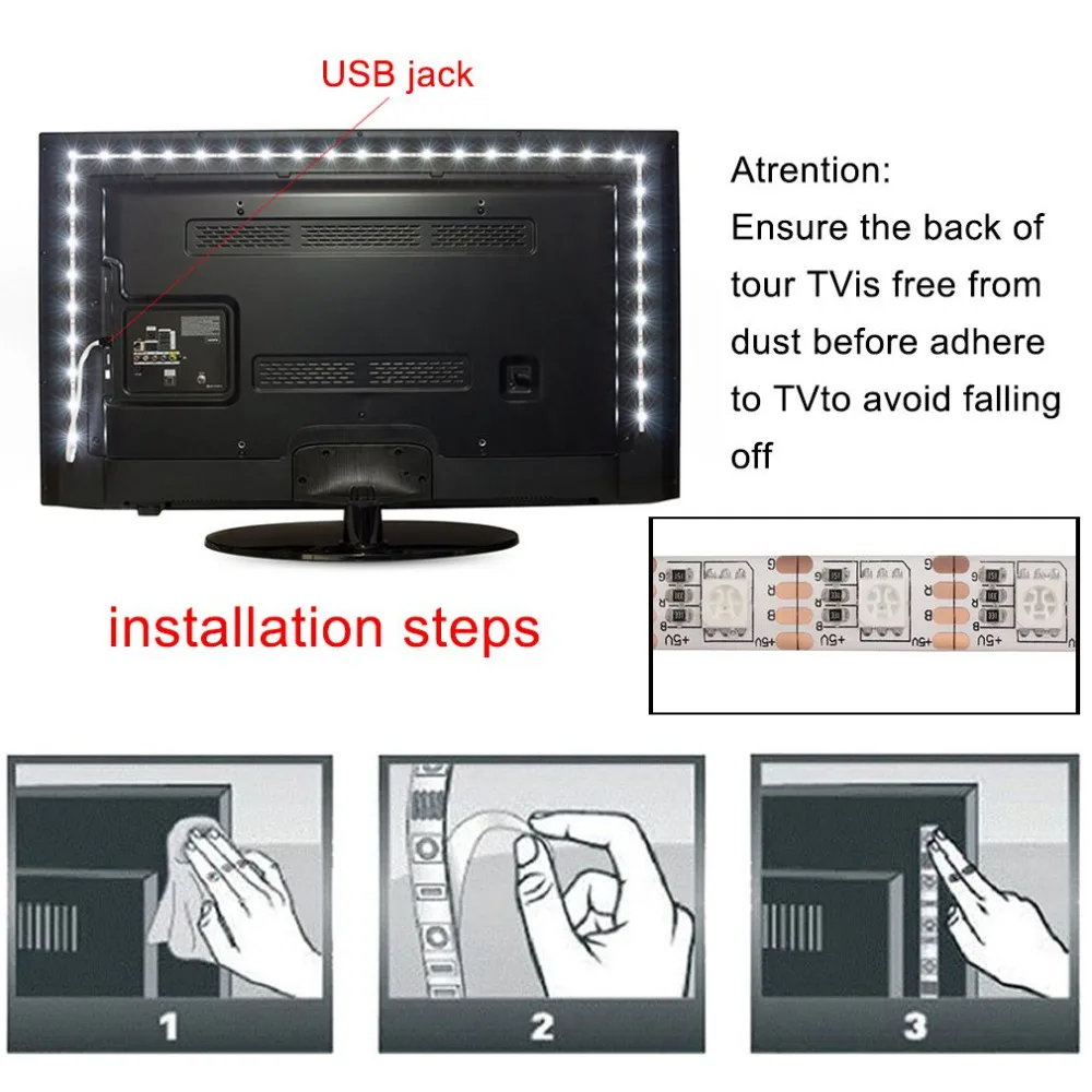 ICOCO 1 шт. 12 RGB 5050 SMD СВЕТОДИОДНЫЙ черный/белый водонепроницаемый/нет-водонепроницаемый 5 в полосы света лампы с пультом дистанционного