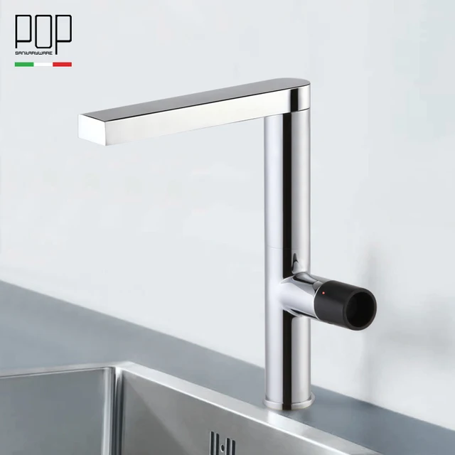 Online Pop Modern Kitchen Sink Faucet Single Handle Pop Modern Kitchen Sink Faucet Single Handle Contemporary Matte Black And Chrome Mixer Tap