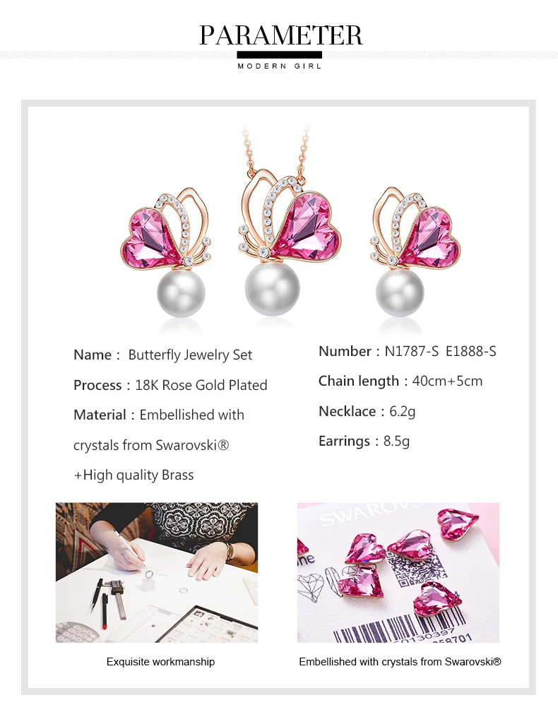 butterfly necklace earring set (4)