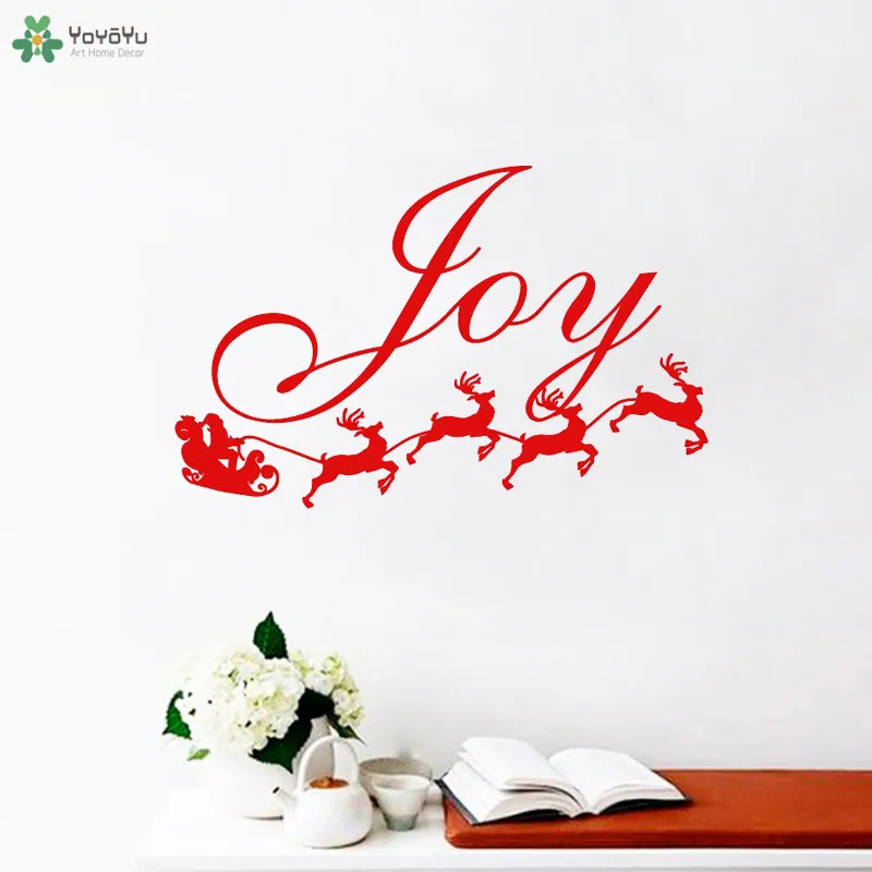 

YOYOYU Wall Decal Joy Santa And His Reindeer Vinyl Home Decor Stickers Merry Christmas Wall Art Poster Creative Design GiftCT609
