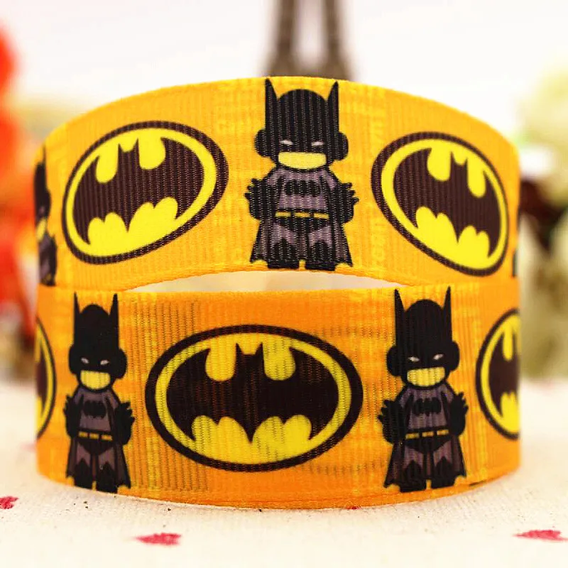 

Batman printing ribbon Cartoon DIY bowknot grosgrain ribbon hair accessory material package mail 22 mm size 10 yards