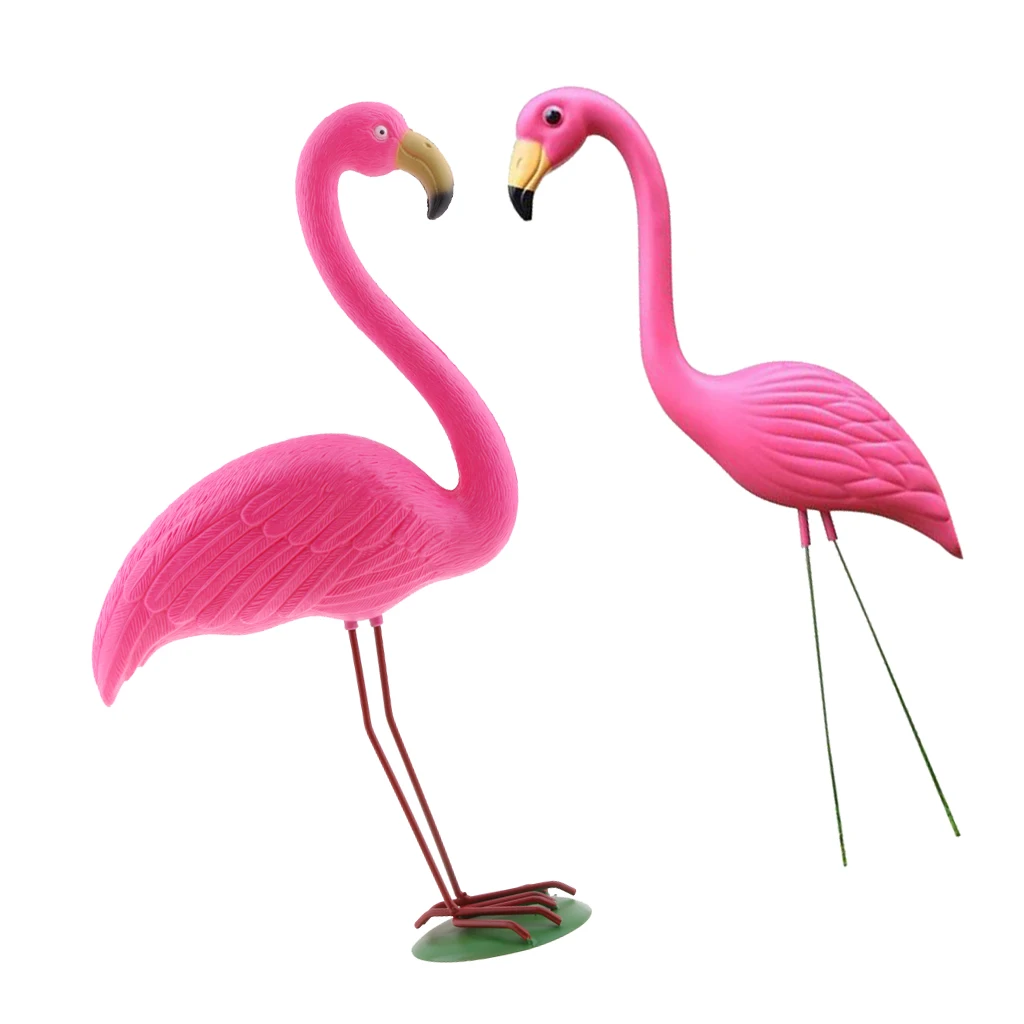 2pc Ture to Nature Pink Flamingo Lawn Figurine Grassland Ornament Home Decor