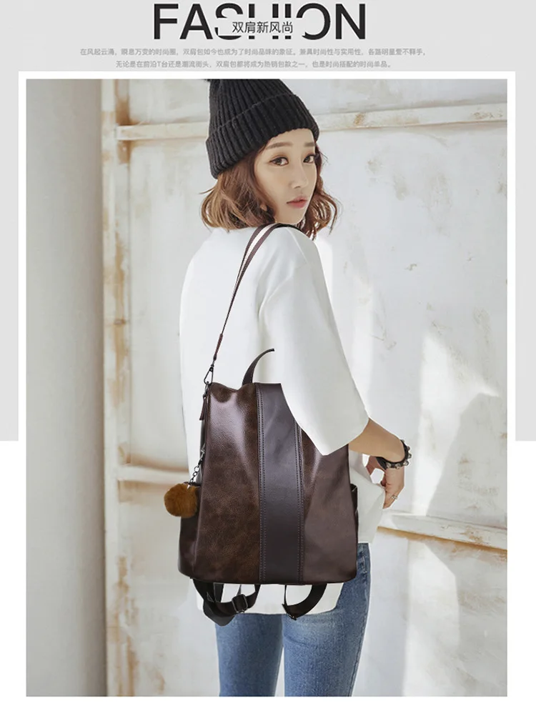 Классический женский рюкзак, Модный корейский Повседневный женский рюкзак из искусственной кожи, школьный рюкзак через плечо