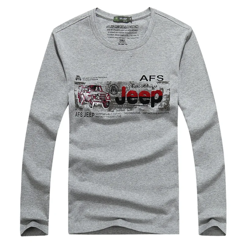 

AFS JEEP t shirt Men Cotton Brand Logo tshirt Long Sleeve Tops&Tees O-Neck Cotton Military Shirt Camiseta Masculina Big Size 3XL
