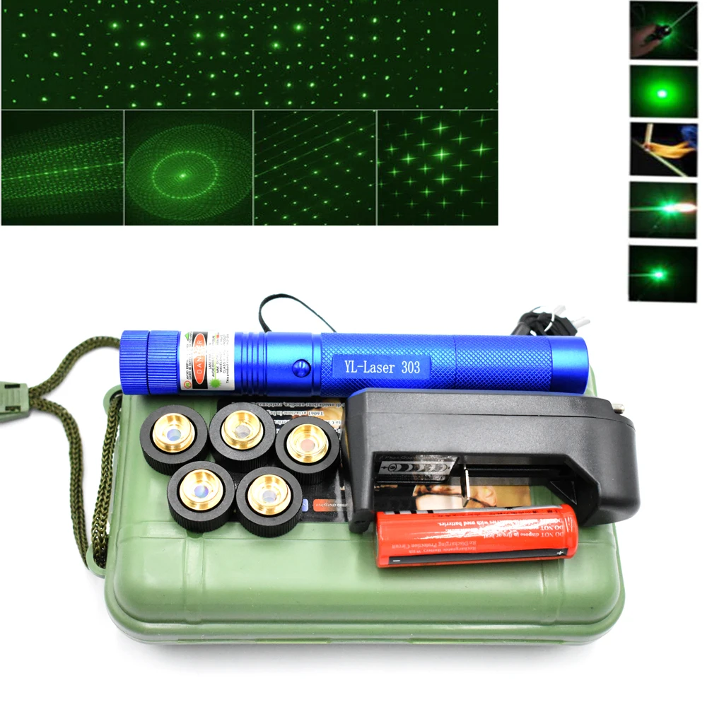 قوية الصيد الليزر الأخضر مؤشر ليزر التكتيكية البصر بالليزر القلم 303 حرق laserpen قوية laserpointer مضيا