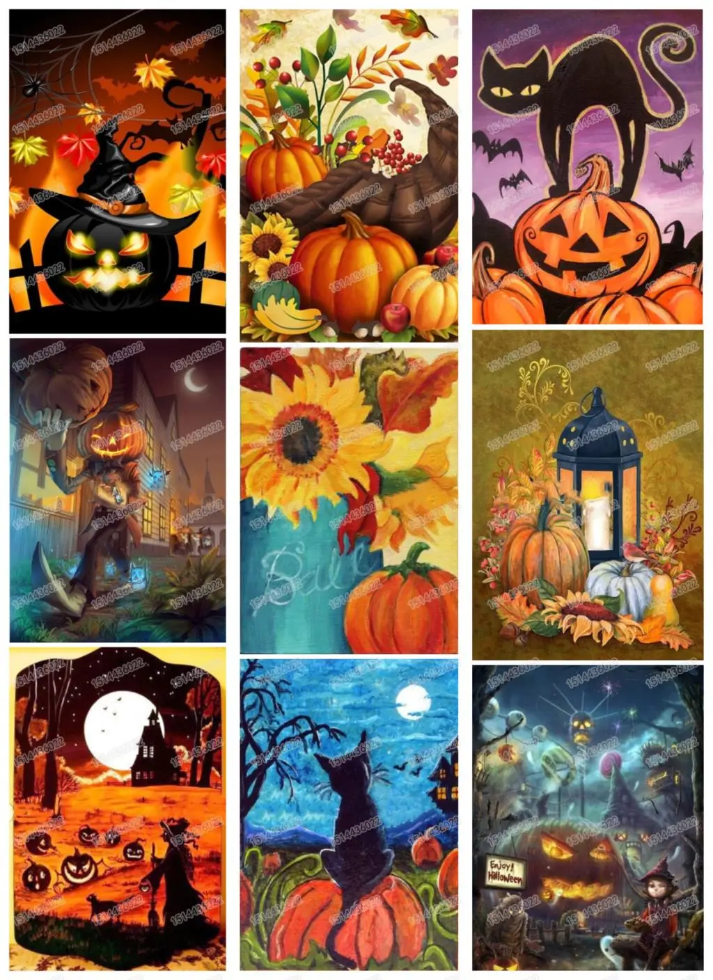 DIY Diamond Painting Halloween Cross Stitch Fall Witch Pumpkin Needlework Home Decor Full Rhinestone Mosaic Embroidery | Дом и сад