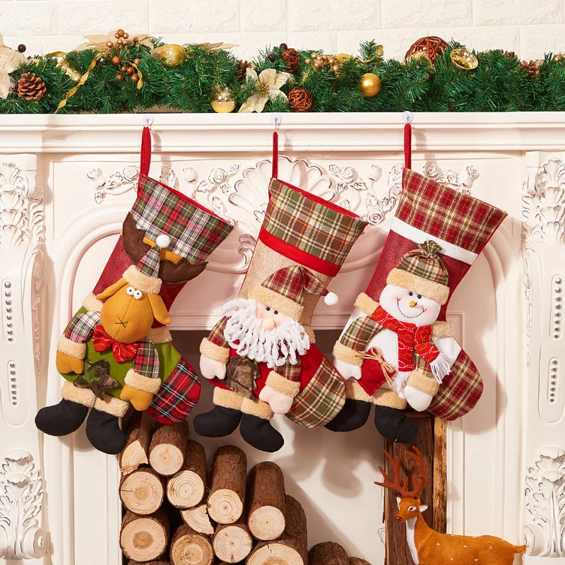 

fireplace ornaments christmas Old Man Snowman Large Christmas stockings Window Decoration gift candy bag