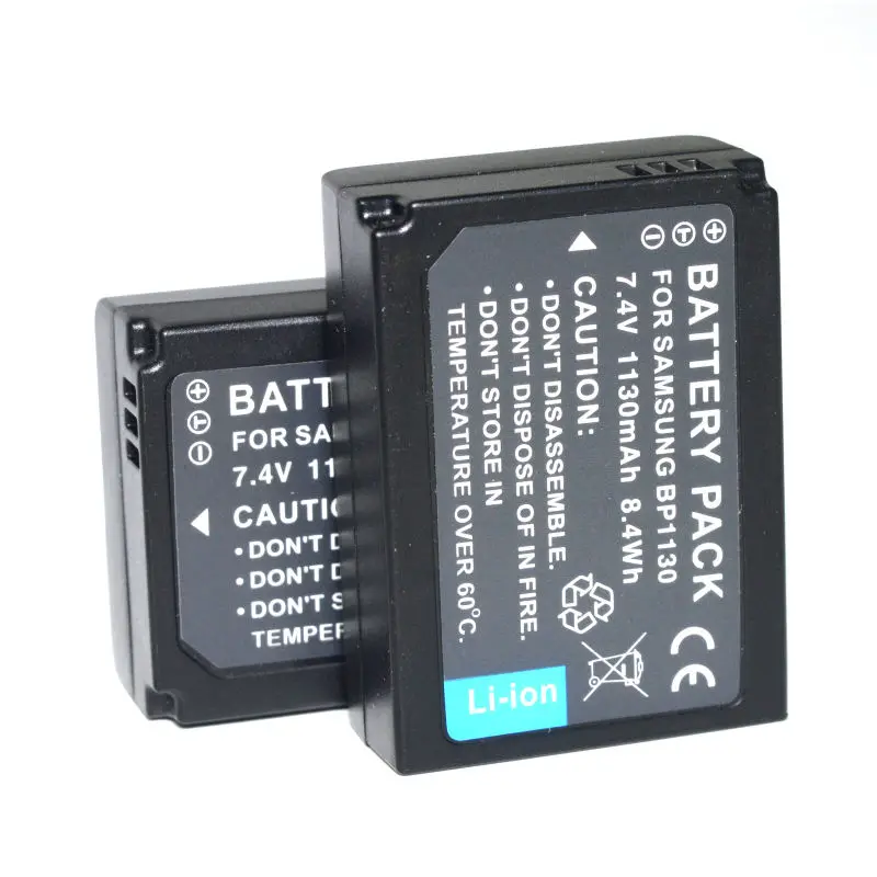 Аккумулятор BP1030 BP1130 2 шт. для камеры Samsung NX1000 NX1100 NX200 NX2000 NX210 NX300M NX300 NX310 NX500|camera battery for