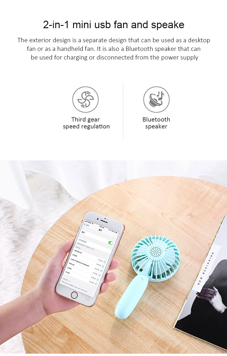 Mini Ventilador USB Fan Multifunction Rechagable Portable Bluetooth Speaker Handheld USB Cooling Fan Cooler Gadget Office Gadget