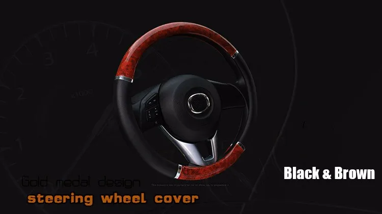 DERMAY Premium Wood-Design Steering Wheel Cover