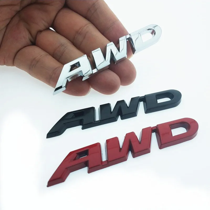 

CDIY 3D Chrome Metal Sticker AWD Emblem Badge Rear Decal Logo for Toyota Impreza Subaru Honda 4X4 Off Road SUV 4WD Car Styling