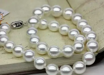 شراءClassic13-15mm جنوب البحر جولة اللؤلؤ الأبيض قلادة 18