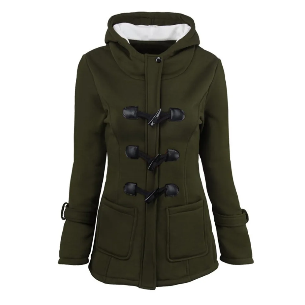Womens Hoodies Zipper Horn Button Long Coat 2018 Autumn Winter Female Hooded Warm Overcoat moletom Classic Jackets Plus Size | Женская