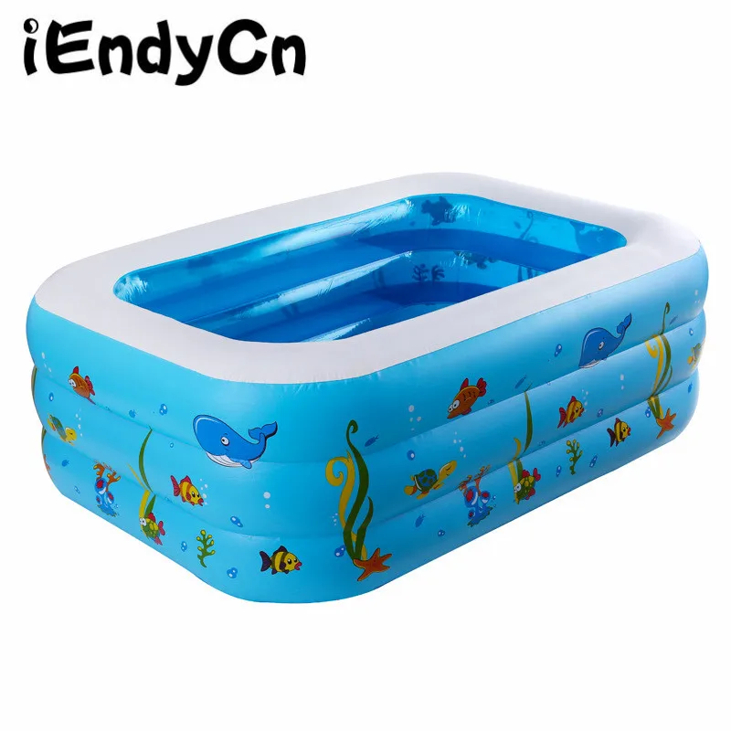 

iEndyCn Baby Swimming Pool Three Layers Inflatable Square Green PVC Swimming Pool GXY173