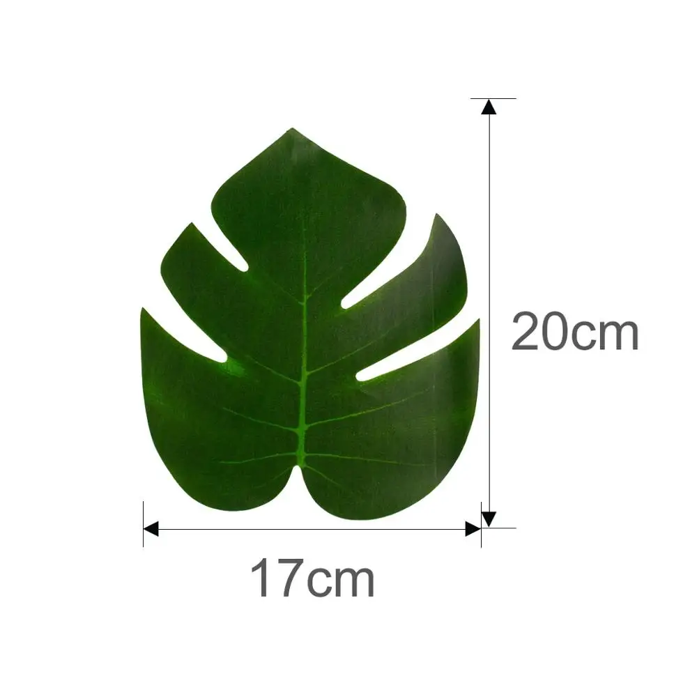 FENGRISE цветы искусственная трава настольная юбка украшения для вечеринки в гавайском стиле Luau Свадебные вечеринки Фламинго вечерние украшения стола - Цвет: small leaves 12pcs