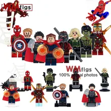 10 лотов SY687 SY688 Marvel паук-Гвен Тор Капитан Америка Человек-паук Железный Супермен строительные блоки наборы Модель Кирпичи Игрушки