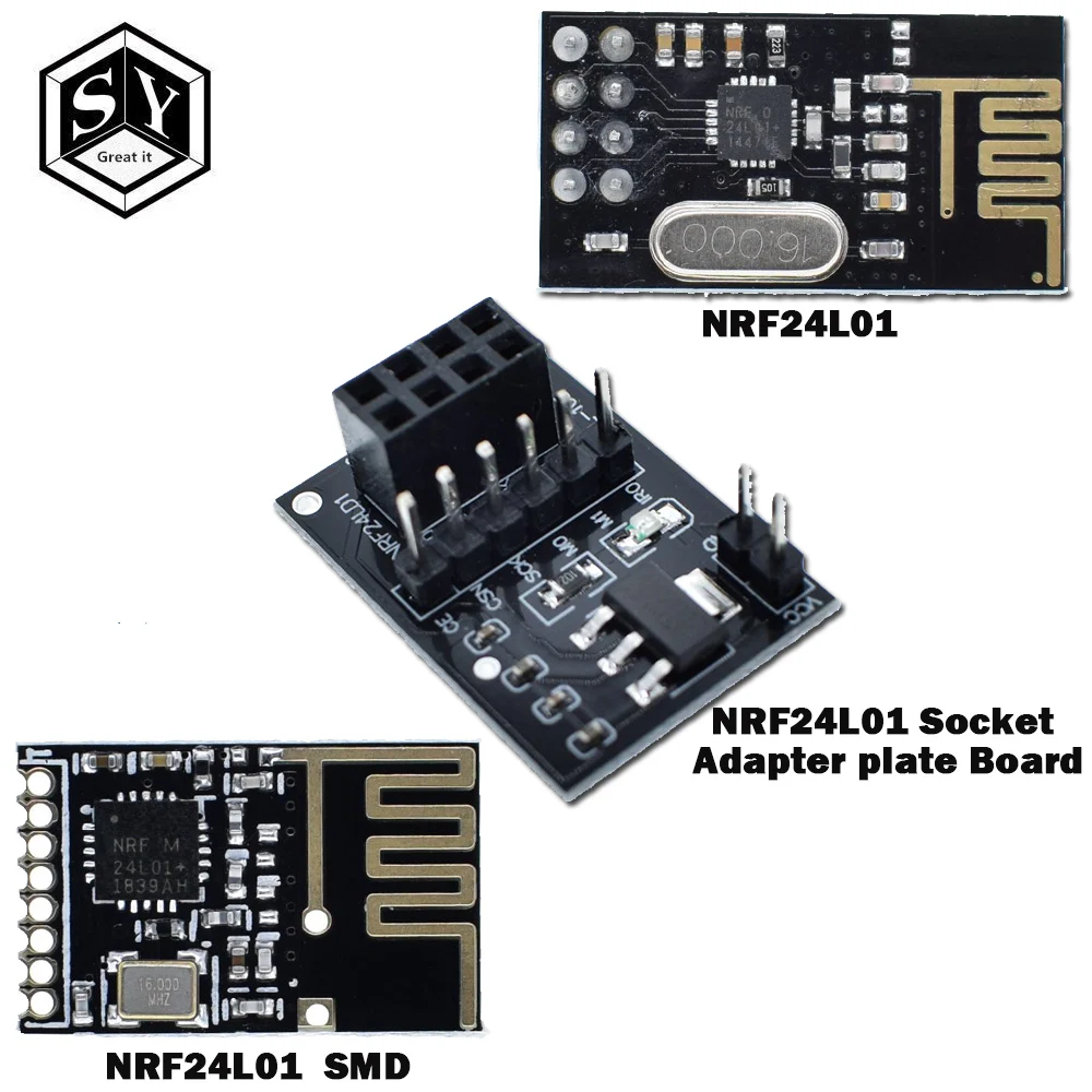 

GREAT IT For Arduino NRF24L01+ wireless data transmission module 2.4G / the NRF24L01 upgrade version 2Mbit/s NRF24L01 Socket Ada