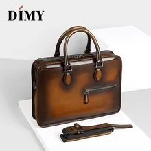 DIMY el yapımı Laptop çantaları erkek evrak çantası hakiki inek deri iş çantası tote moda stil fermuar omuzdan askili çanta erkekler için