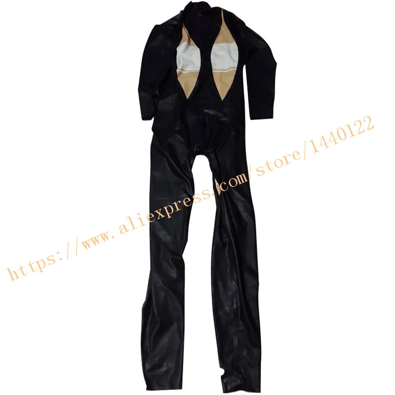 Сексуальный латексный фетиш комбинезон для женщин, цельный резиновый комбинезон Zentai размера плюс, костюм для взрослых, индивидуальный сервис LC106 - Цвет: Черный