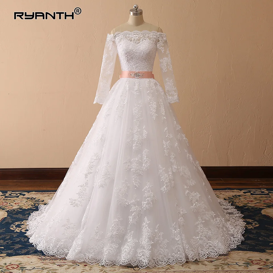 Vestidos de Novia 2019 винтажное кружевное бальное платье с длинными рукавами свадебное платье Vestido de Noiva Robe de mariage