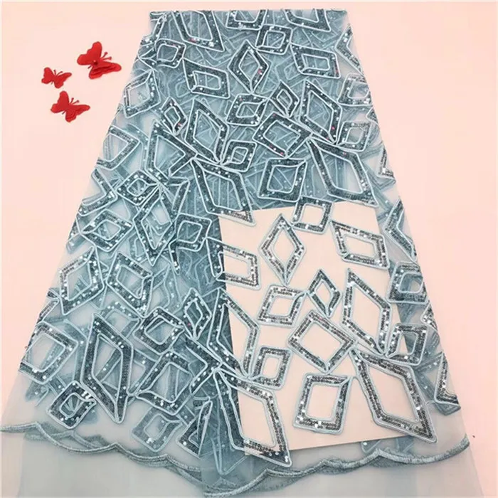 

Nigerian Lace Fabrics For Wedding 2018 African French Lace Fabric High Quality Sequins Lace with beads, Burgundy Lace Sky blue