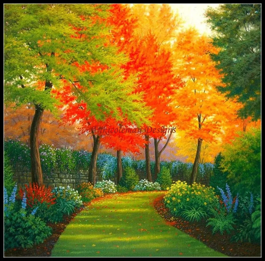 Needlework for embroidery DIY French DMC High Quality - Counted Cross Stitch Kits 14 ct Oil painting Autumn Leaves II | Дом и сад